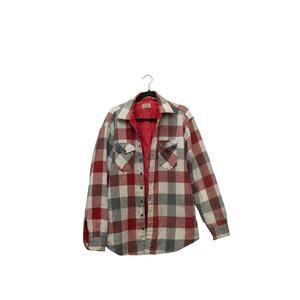 Vintage Oakton Plaid Shirt Jacket Mens Large Tall Quilted Lined Made in Korea